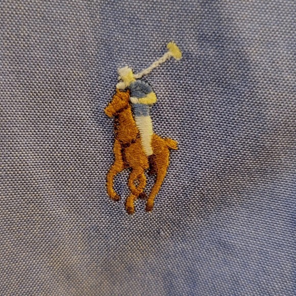 Ralph Lauren Yarmouth Mens Blue Oxford Shirt Sz 17.5 Long Sleeve Pony Preppy Hip - Picture 5 of 13